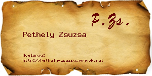Pethely Zsuzsa névjegykártya